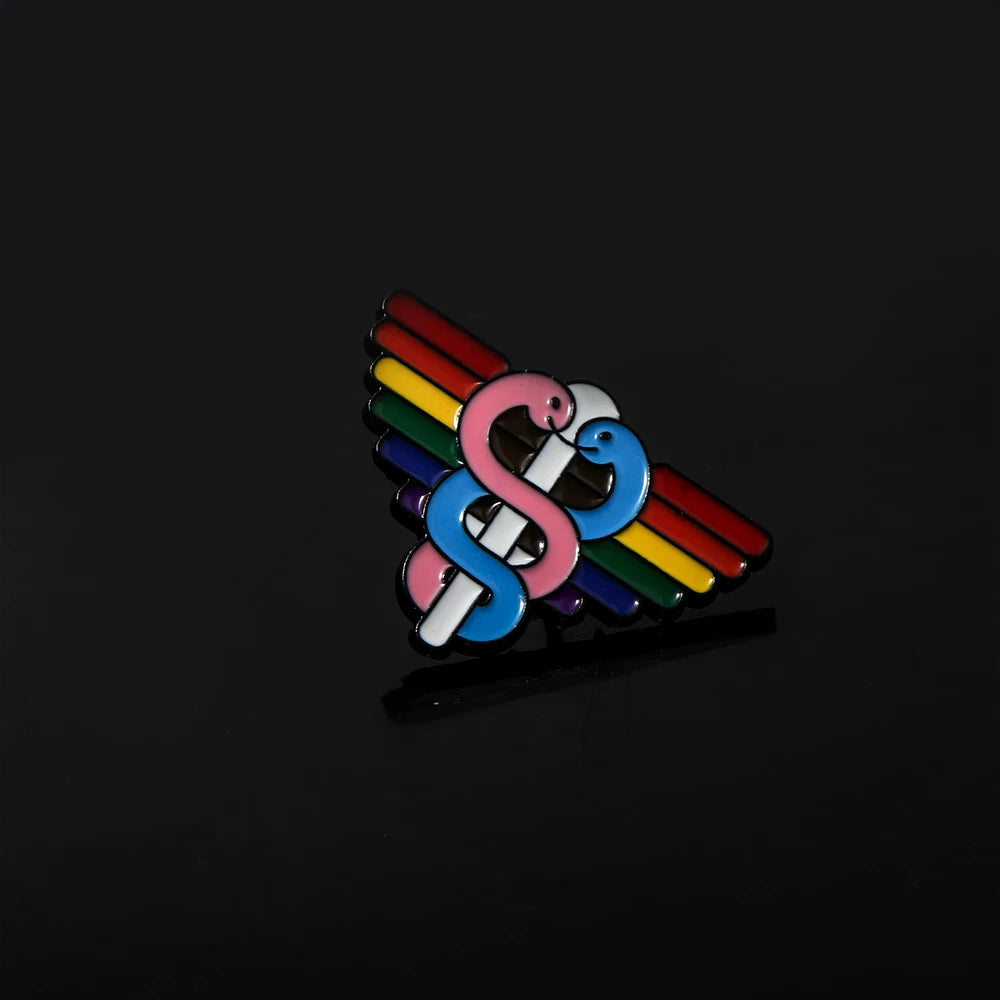 "LGBTQ Medical Enamel Pins: Rainbow Snake Caduceus, Cute Lapel Backpack Brooch Badge for Women in Healthcare