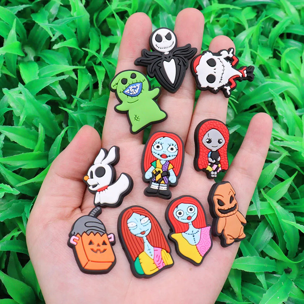 1-23Pcs PVC The Nightmare Before Christmas Jack Sally DIY Shoe Button Charms Adult Buckle Clog Accessories X-mas Gift