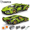 1280PCS Technical 1:14 Green Lambo Sian Racing Sports Car Building Blocks Assemble Bricks Vehicle Toys Christmas Gifts For Boys